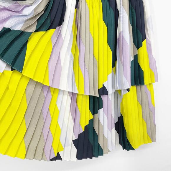 Suno 100% Silk Pleated Mini Dress Bold Geometric Print Size Small - Picture 4 of 8